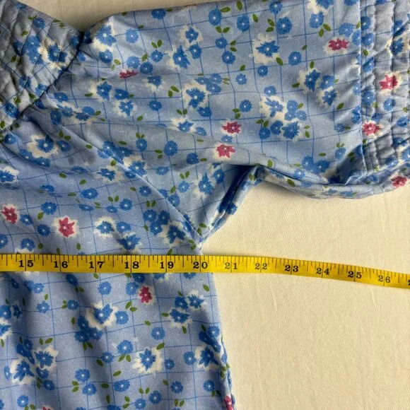 Casual Nights Blue Floral Nightgown Snap Button Front Size Small - Picture 5 of 9